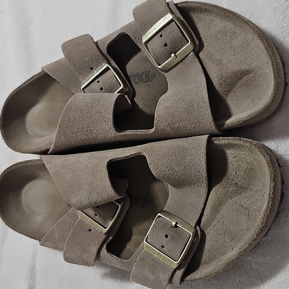 Birkenstock Arizona Sandels Suede Leather - Taupe Size 40 - Picture 7 of 16
